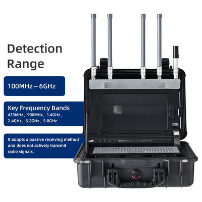 100MHz-6GHz 広帯域ポータブルスペクトラムアナライザー ドローン検出器 FPV & デジタルUAV検出 リアルタイムビデオ スナップショット 5km RF信号ファインダー 刑務所 & 空港セキュリティ用
